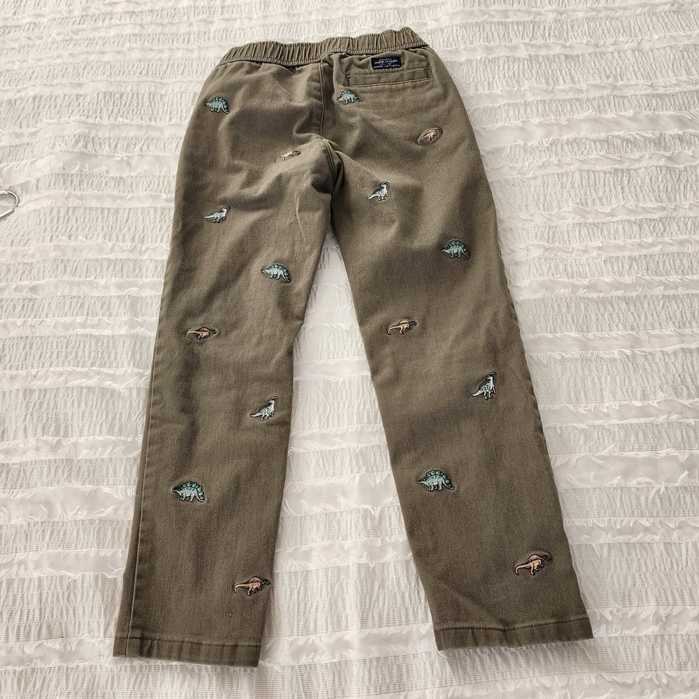 Janie and Jack Dinosaur Pants Kids Size 6 Olive Green Embroidered Chino Playwear - Picture 12 of 12